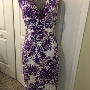 Adrianna Papell Purple and White Dress